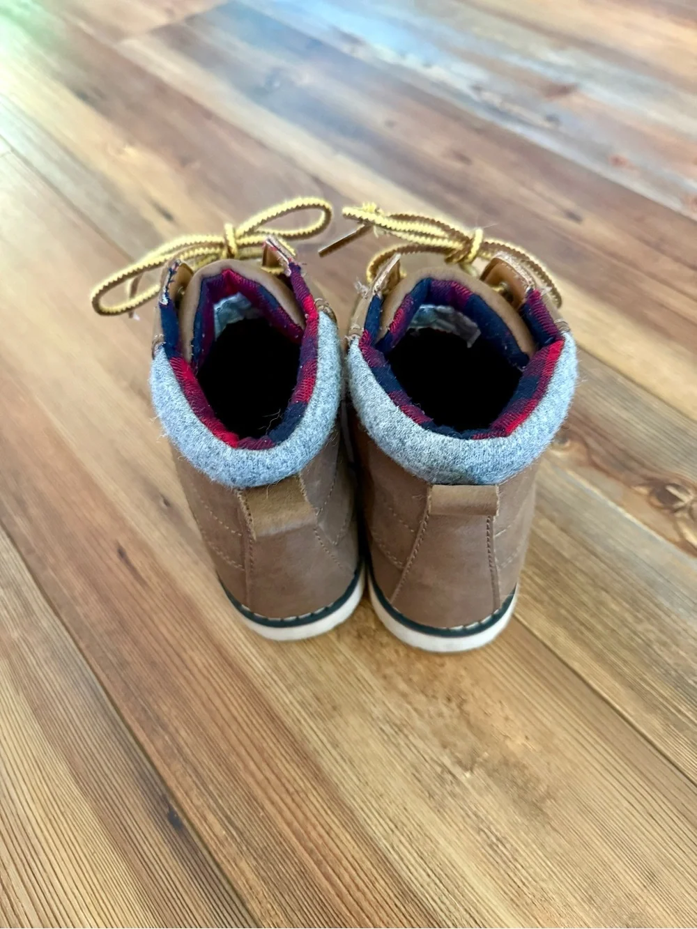 Boys Brown Leather Lace-Up Moc Toe Boots